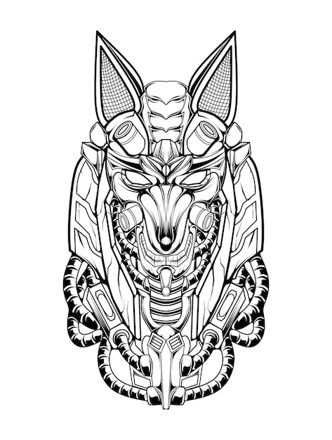 Anubis negro blanco