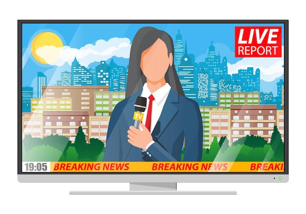 Anunciadora de noticias en el estudio