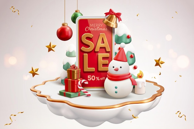 Anuncio de banner de venta en línea de Navidad 3d