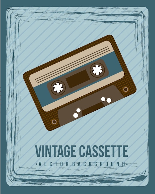 Vector anuncio de cassette vintage sobre vector de fondo azul