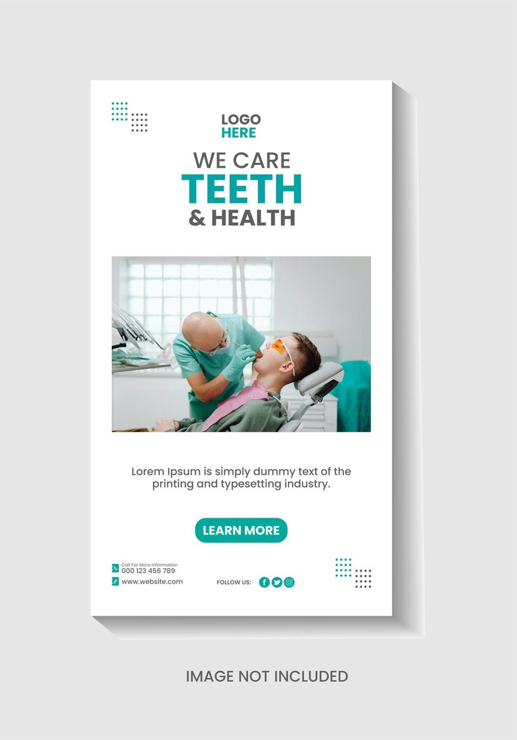 Anuncio de la clínica dental para dientes y salud bucal sanos
