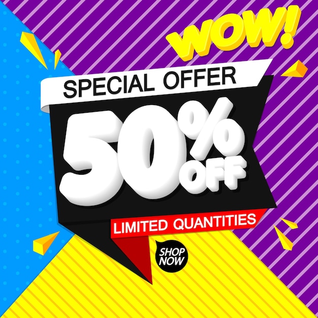 un anuncio colorido para una venta especial con un cartel que dice venta especial
