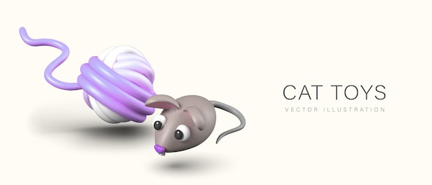 Anuncio para el departamento de juguetes para gatos Composición vectorial en fondo de color