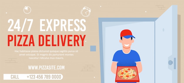 Anuncio de entrega de pizza exprés las 24 horas