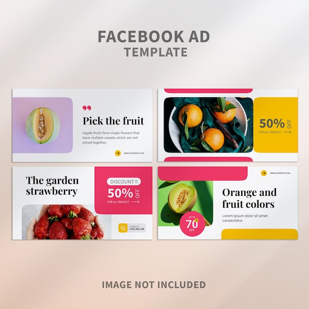 Vector anuncio de facebook de frutas coloridas
