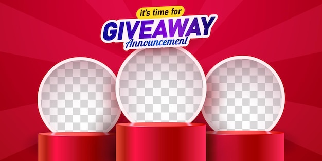 Anuncio del ganador del sorteo en las redes sociales anuncio del ganador de la sorteo con tres