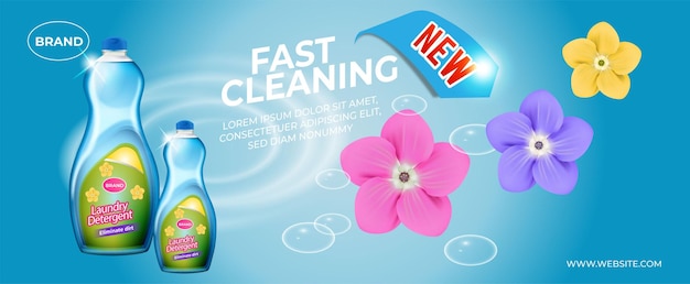 Anuncio gratuito de detergente para la ropa vectorial realista