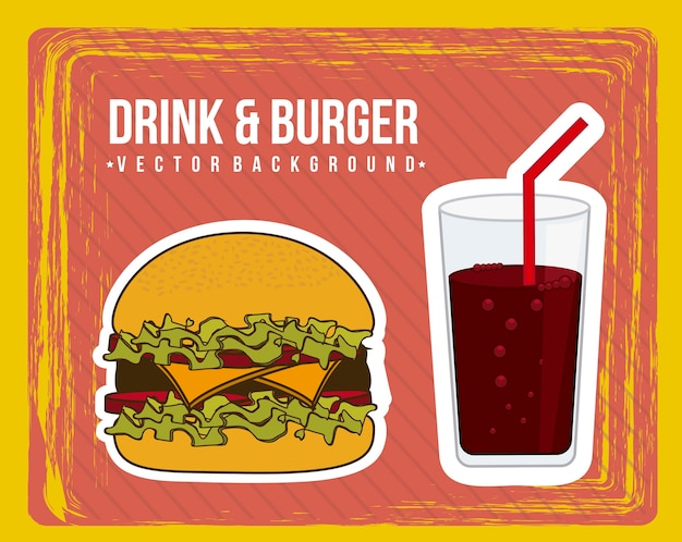 anuncio de hamburguesa sobre vector de fondo grunge