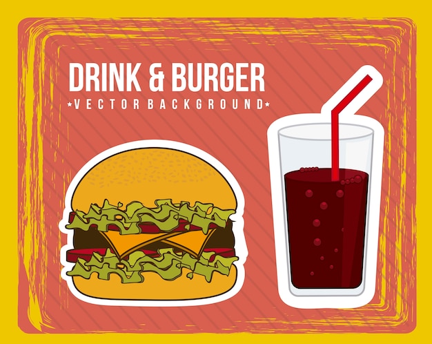 Anuncio de hamburguesa sobre vector de fondo grunge