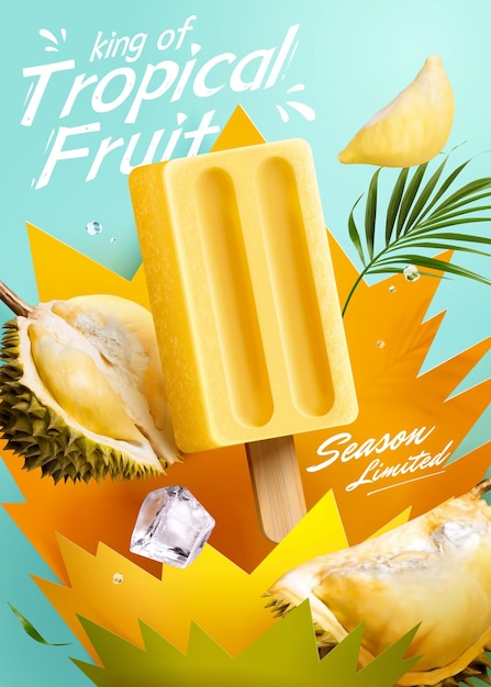 Anuncio de helados de frutas tropicales de durian