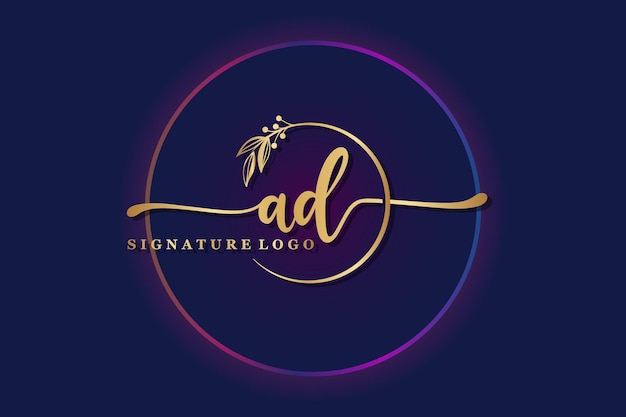 Anuncio inicial de diseño de logotipo de firma de lujo imagen de ilustración de diseño de logotipo de vector de escritura a mano