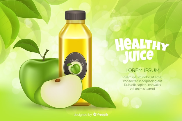 Vector anuncio de jugo natural en estilo realista