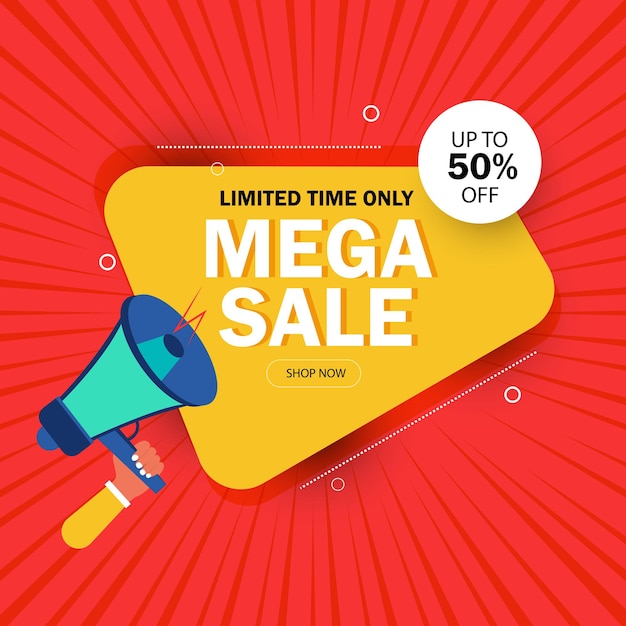 Anuncio de mega venta de tiempo limitado etiqueta de oferta especial