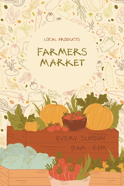 Anuncio del mercado de agricultores Banner vectorial