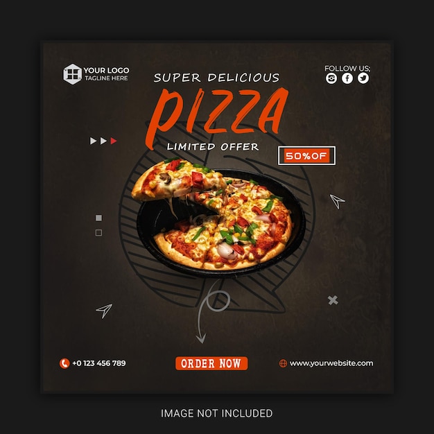 Un anuncio de pizza para un servicio de entrega de pizza.