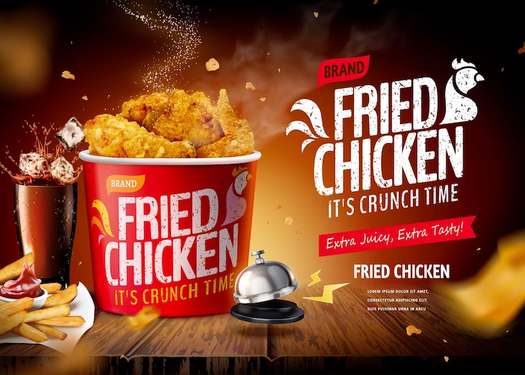 Vector anuncio de pollo frito