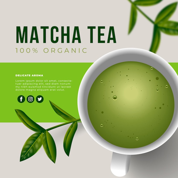Anuncio realista de té matcha