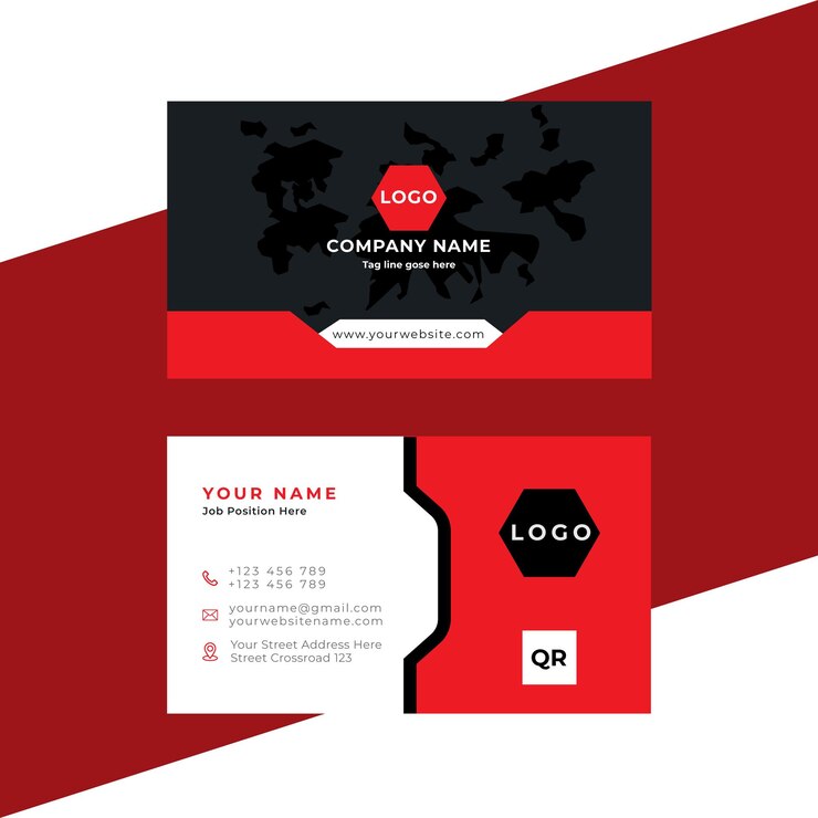 un anuncio rojo y negro para un logotipo de su marca