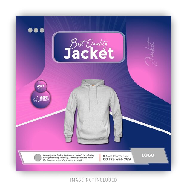 un anuncio rosa y púrpura para una chaqueta que dice zip up