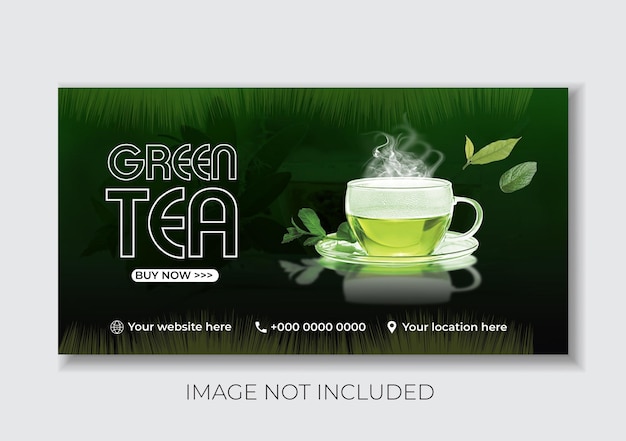 Vector anuncio de té verde y diseño de vallas publicitarias de té.