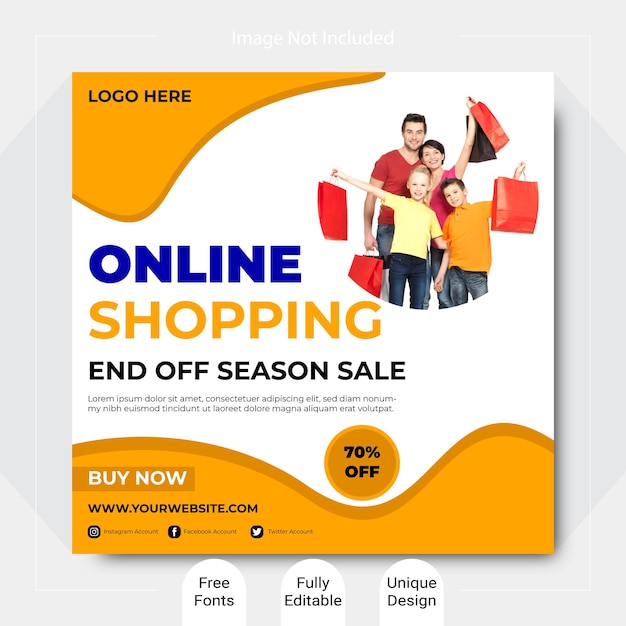 Un anuncio de venta de fin de temporada de compras en línea
