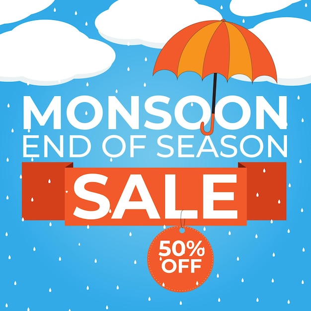 Anuncio de venta de monzón Fin de temporada Banner de venta de monzón