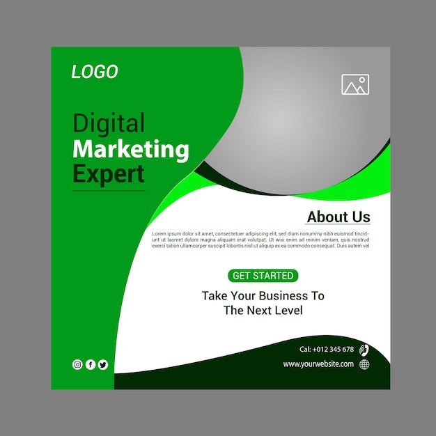 un anuncio verde y blanco para el marketing digital