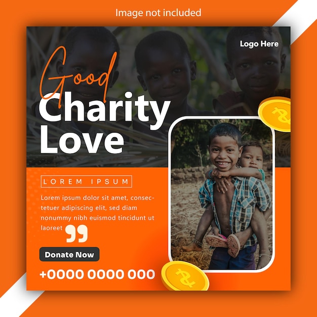 Anuncios de caridad humanitaria Diseño de carteles para las redes sociales