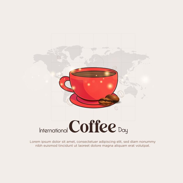 Vector anuncios creativos del día internacional del café.