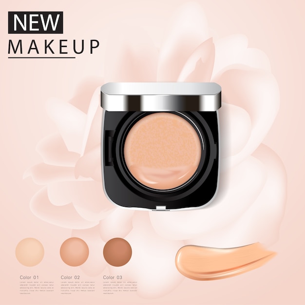 Anuncios de la fundación, producto esencial atractivo del maquillaje