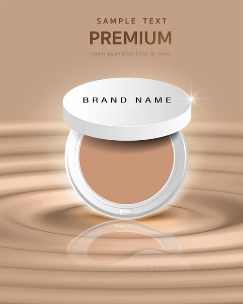 anuncios de maquillaje atractivo producto esencial con textura aislado sobre fondo de brillo