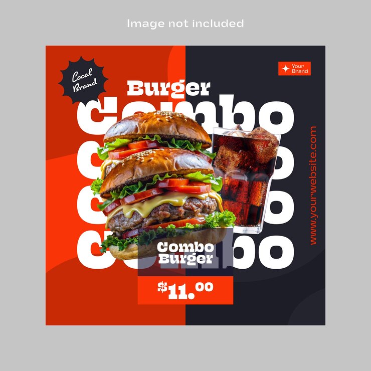 Vector anuncios de promoción de hamburguesas en las redes sociales