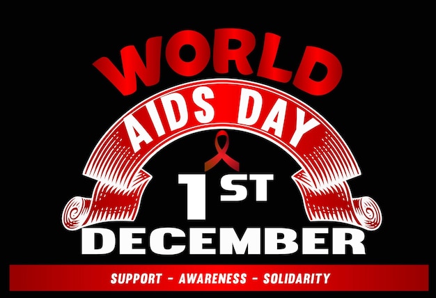 Anuncios de redes sociales del Día Mundial del SIDA, afiche, vector de cinta roja de conciencia de anuncios, ilustración