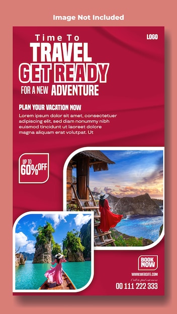 Anuncios de viajes diseño de historias promocionales