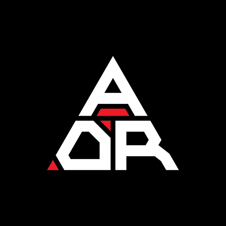 Vector aor diseño de logotipo de letras triangulares con forma de triángulo aor diseño del logotipo triangular monograma aor plantilla de logotipo vectorial triangular con color rojo aor logotipo triangle sencillo elegante y lujoso