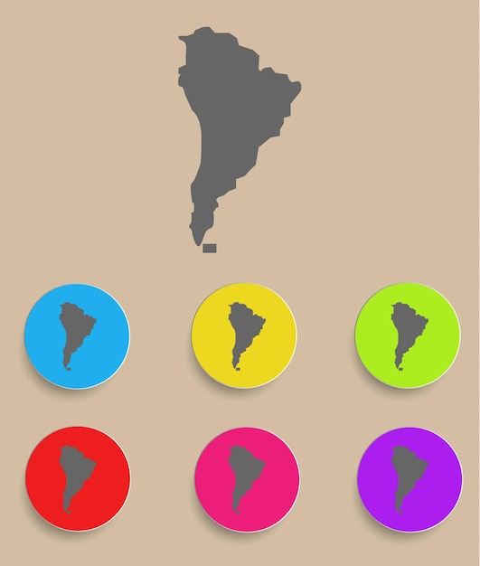 Aouth América mapa icono aislado Vector