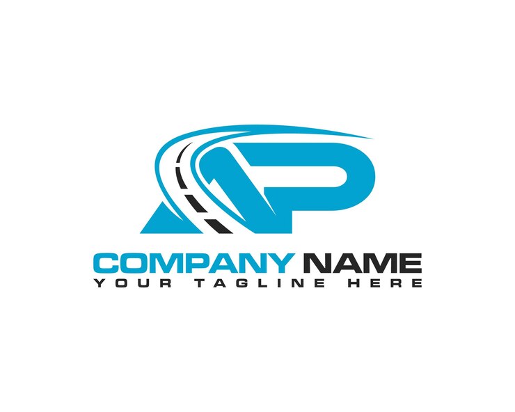 Vector ap letra con camino carretera tipo de texto diseño de logotipo mantenimiento de carreteras y construcción de carreteras