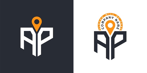 AP Ubicación Logo Bundle Carta AP Logo Iconos de doble vector para el reclutamiento y la navegación