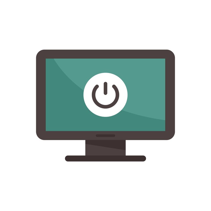 Vector apagar icono de pc vector plano botón de computadora apagar pc aislado