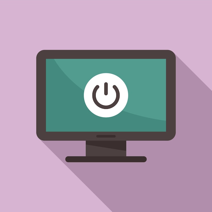 Vector apagar icono de pc vector plano botón de computadora apagar pc