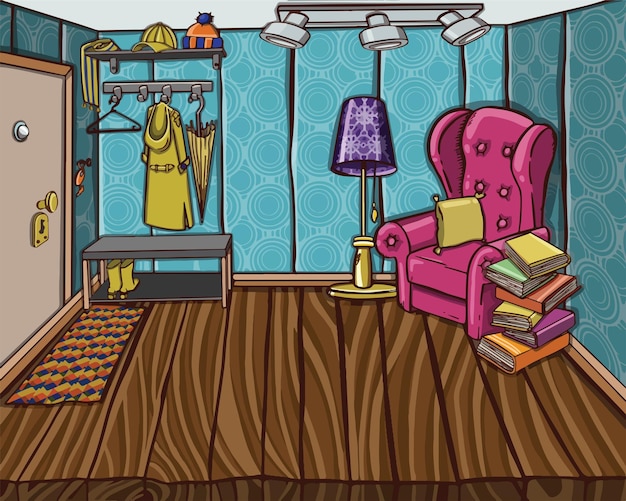 apartamento de ilustración de sala de entrada de estilo escandinavo