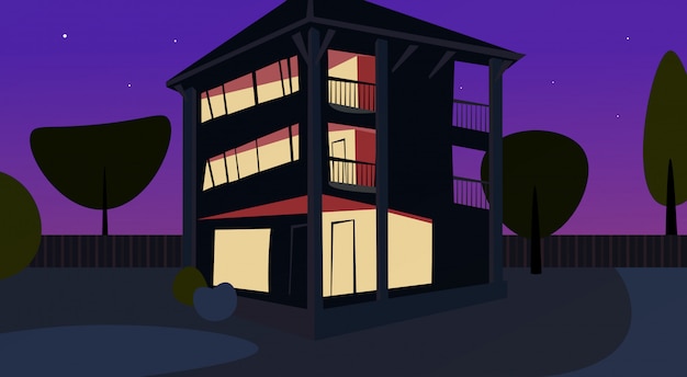 Vector apartamento de noche de diseño plano