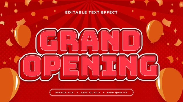 Apertura grande naranja roja y blanca estilo de fuente de efecto de texto editable en 3D
