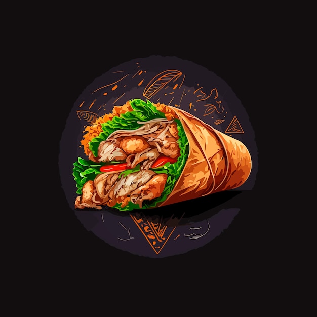 apetitosa ilustración de vector de comida rápida aislada sobre fondo oscuro saos extra