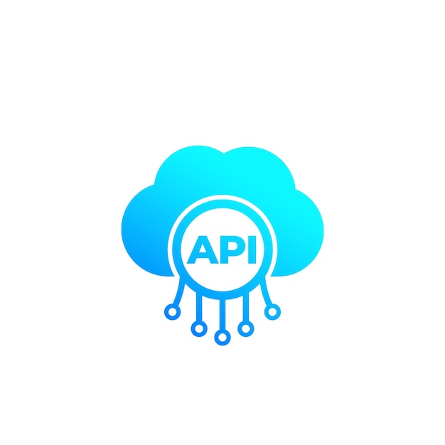 API, interfaz de programación de aplicaciones, icono de integración de software en la nube