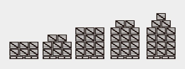 Apilamiento de palets de caja de madera vector