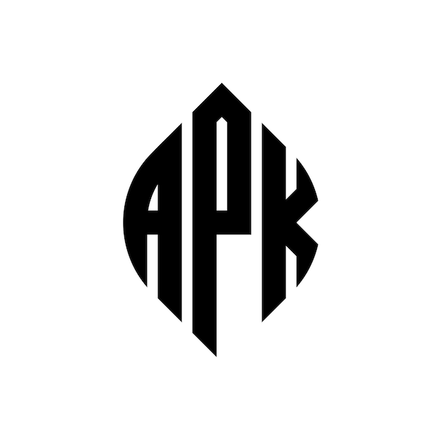 APK diseño de logotipo de letra de círculo con forma de círculo y elipse APK letras de elipse con estilo tipográfico Las tres iniciales forman un logotipo de círculo APK emblema de círculo Monograma abstracto letra marca vector