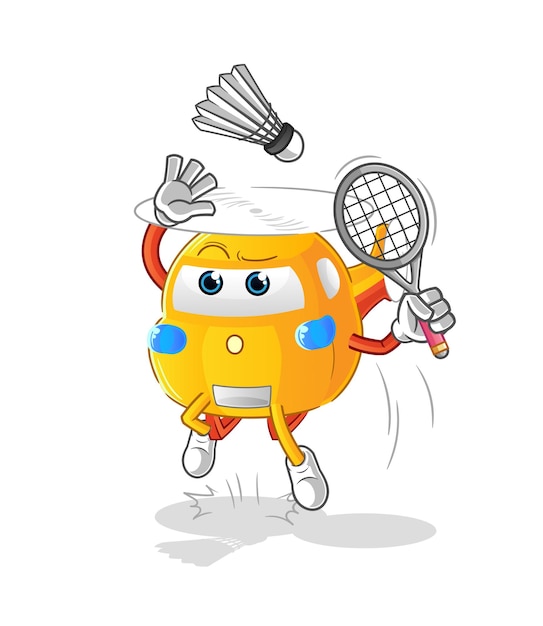 Aplastamiento de helicóptero en vector de mascota de dibujos animados de dibujos animados de bádminton
