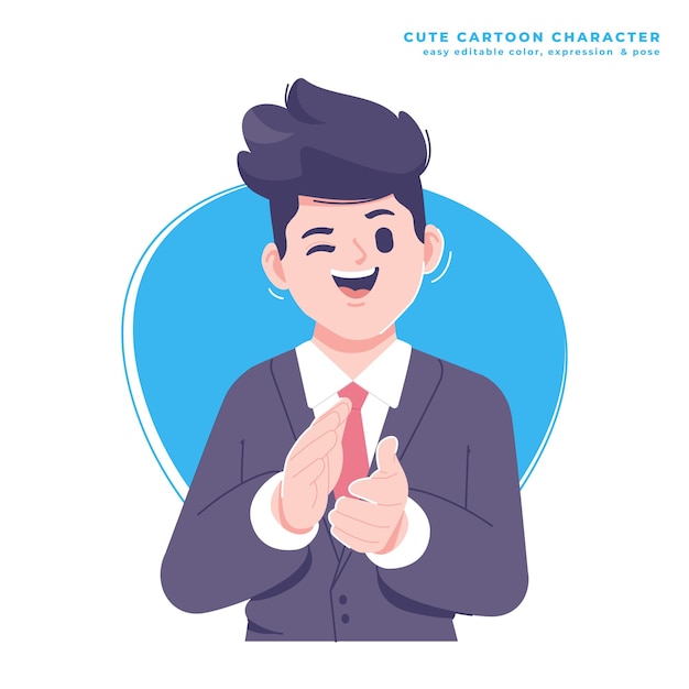 aplauso hombre de negocios ilustración de carácter