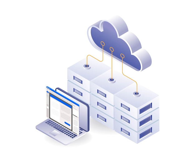 Vector aplicación de almacenamiento de base de datos de servidor en la nube